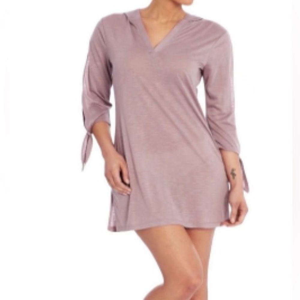 Balance Collection Josie Hoodie Swim Cover-Up Tunic Pink